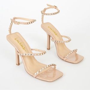 Lulu’s Nude Rhinestone Sandal Heels